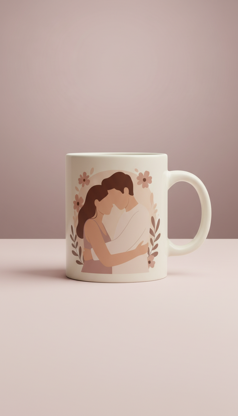 Custom Illustrated Couple Portrait Mug